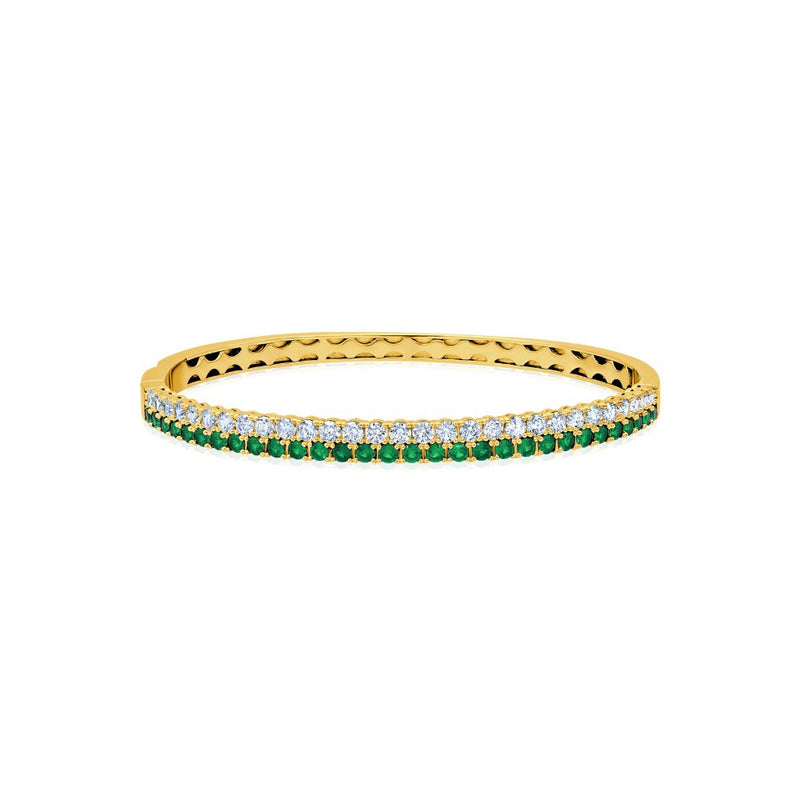 Double Row Clear And Emerald Color Round Cut 7'' Tennis Bracelet - CRISLU