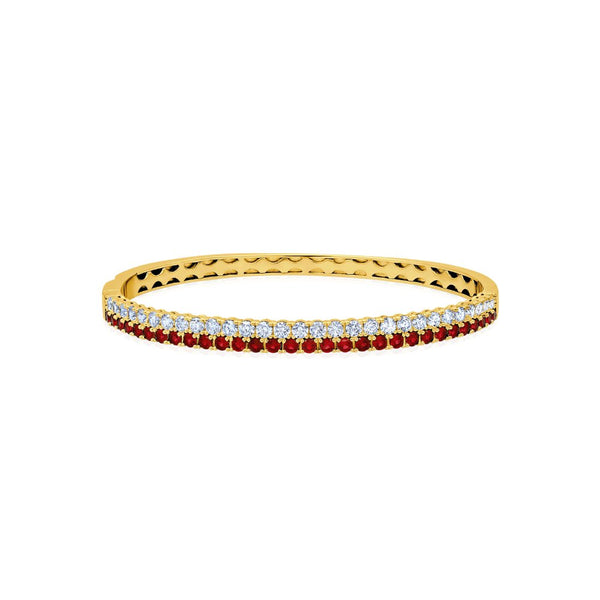 Double Row Clear And Ruby Color Round Cut 7'' Tennis Bracelet - CRISLU