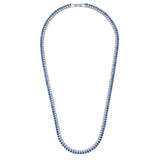 Double Row Clear And Sapphire Color Round Cut 18'' Tennis Necklace - CRISLU