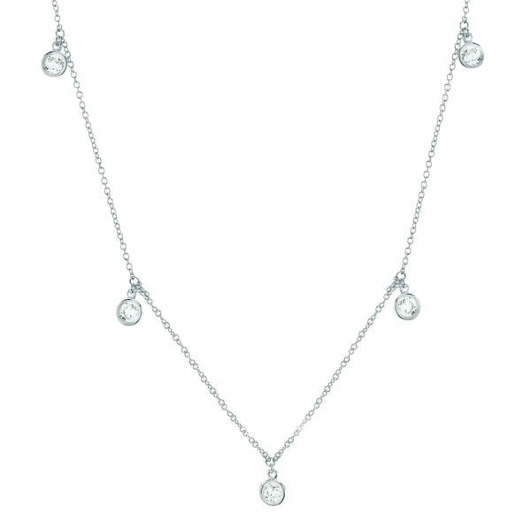 Drop Bezel Necklace Finished in Pure Platinum- 4mm - CRISLU