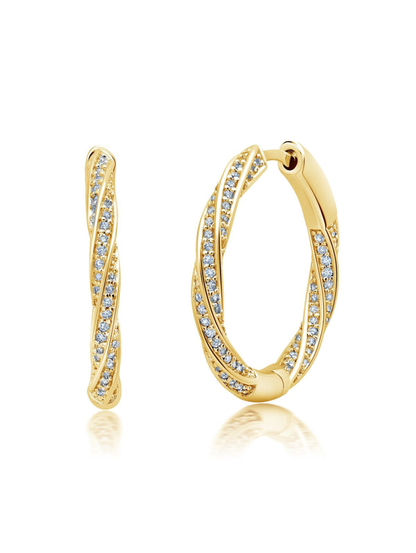 Entwined Interlacing Pave Hoop Earrings - CRISLU