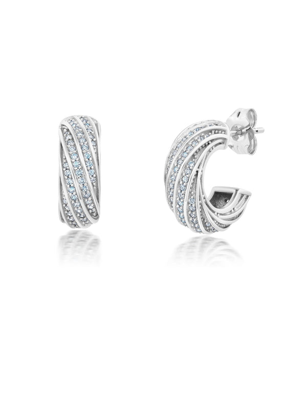 Entwined Interlacing Pave Small Huggie Hoop Earrings - CRISLU