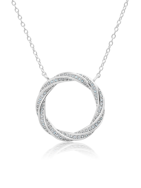 Entwined Interlacing Pave Thin Loop 16''Extending Necklace - CRISLU