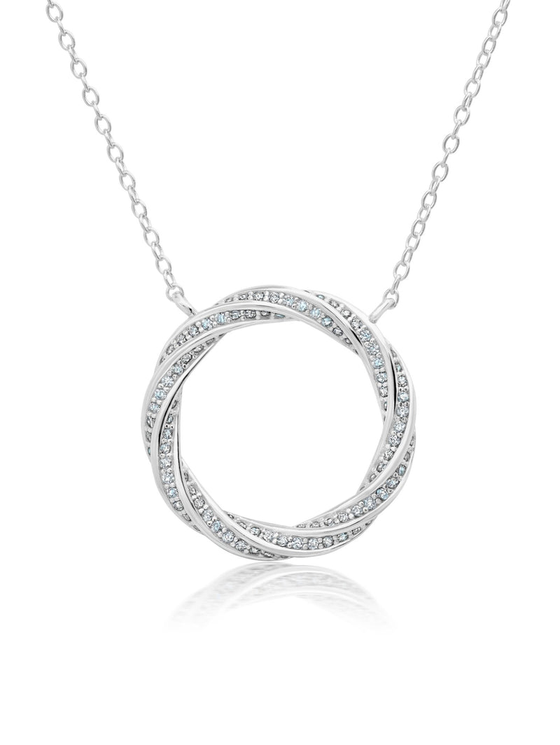 Entwined Interlacing Pave Thin Loop 16''Extending Necklace - CRISLU