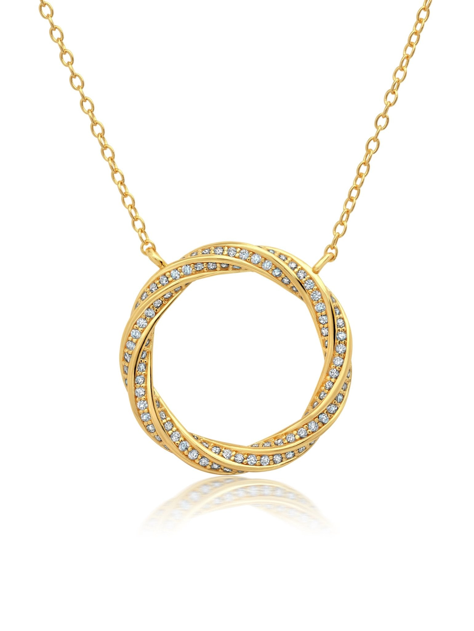 Entwined Interlacing Pave Thin Loop 16''Extending Necklace - CRISLU