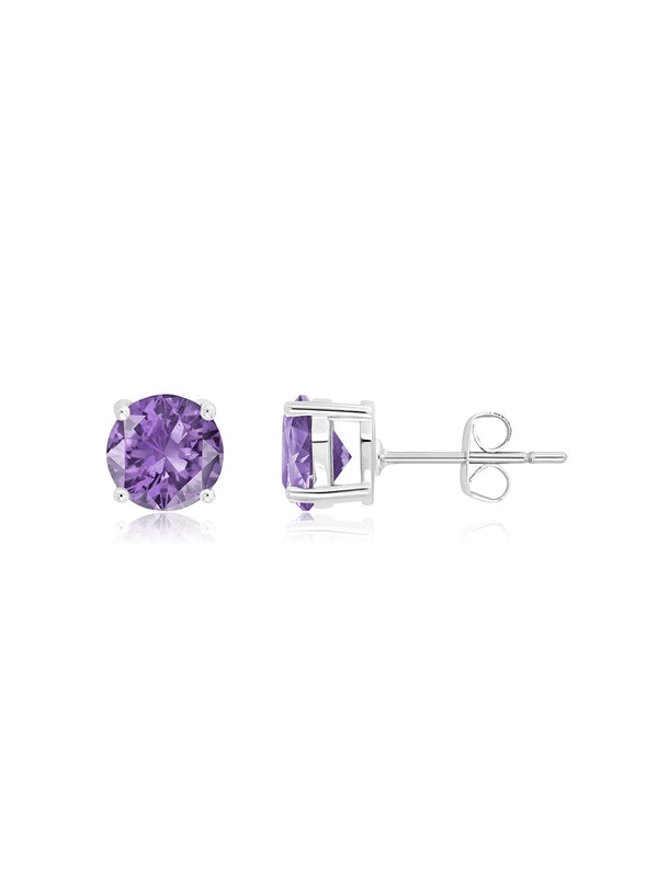 February Birthstone Stud Earrings in Platinum Finish - CRISLU