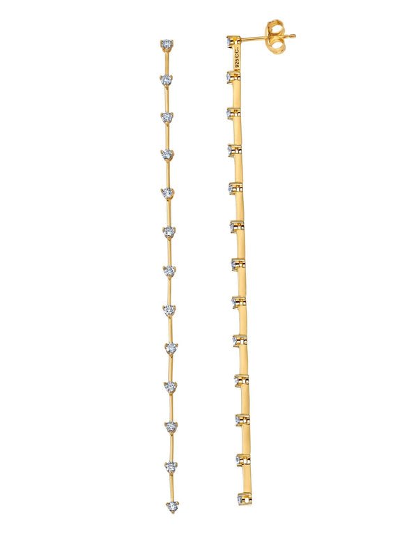 Flash Bar Linear Earrings Finished in 18kt Yellow Gold - CRISLU