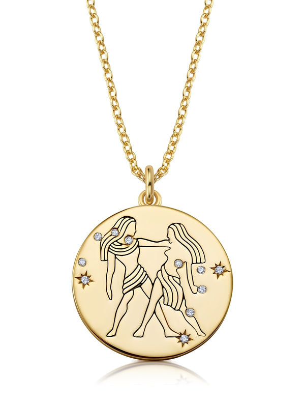 Gemini - Zodiac Necklace Finished in 18kt Yellow Gold - CRISLU