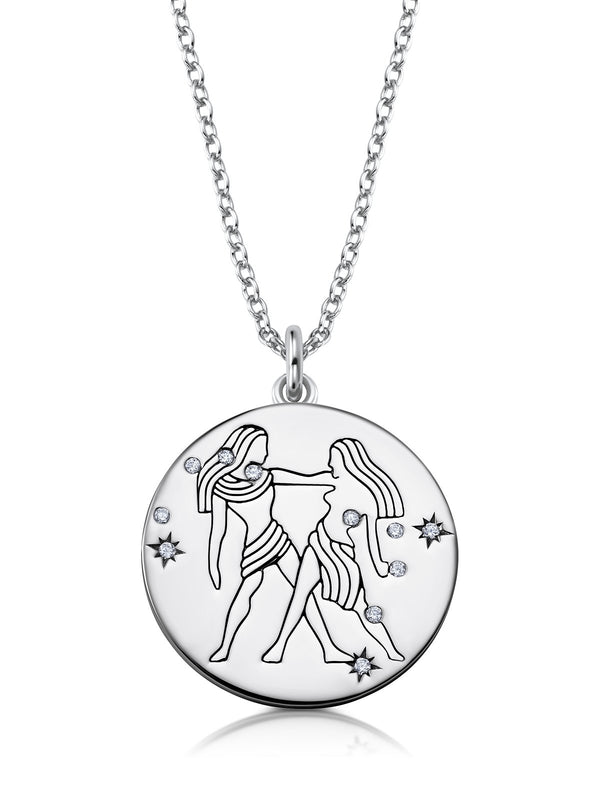 Gemini - Zodiac Necklace Finished in Pure Platinum - CRISLU