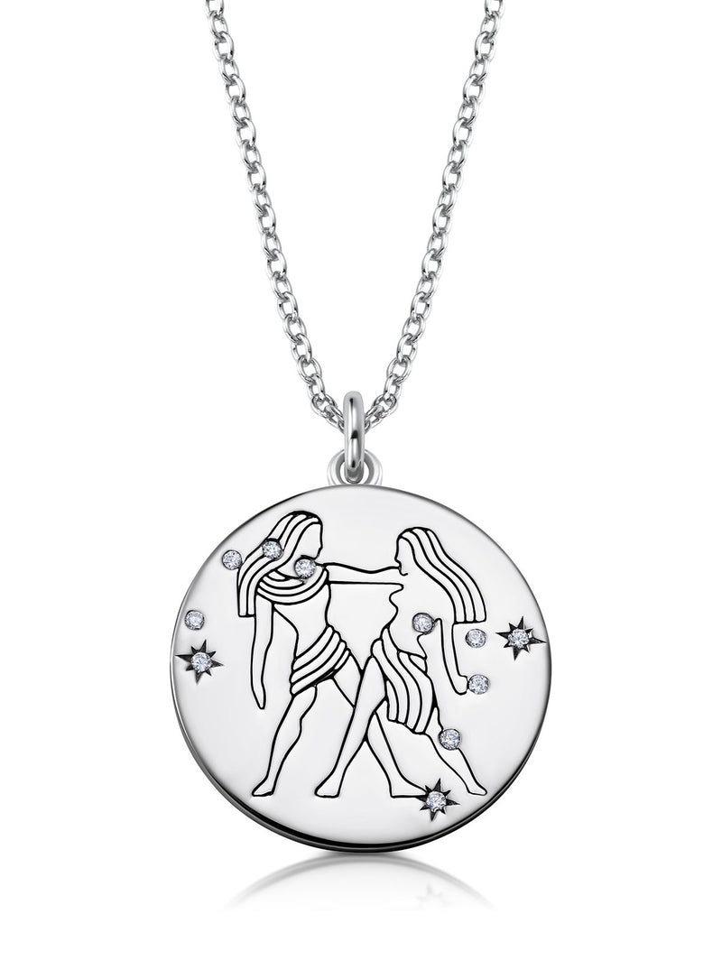 Gemini - Zodiac Necklace Finished in Pure Platinum - CRISLU