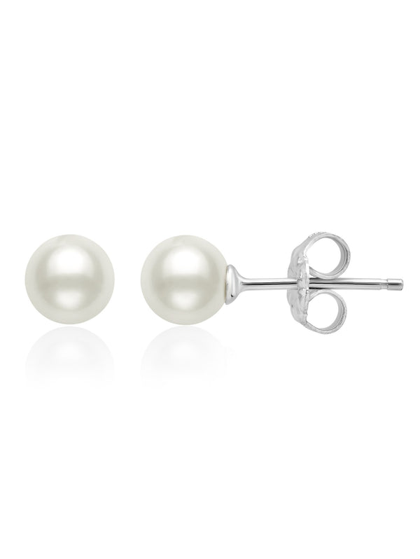Genuine Pearl Stud Earrings In Pure Platinum - CRISLU