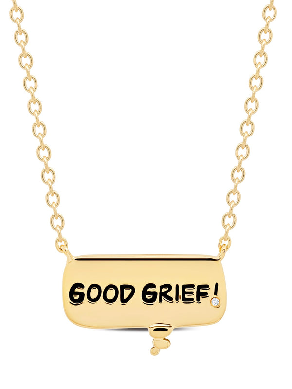 GOOD GRIEF! Thought Balloon .925 Sterling Silver Necklace Finished Finished in 18kt Yellow Gold - CRISLU
