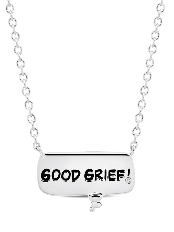 GOOD GRIEF! Thought Balloon .925 Sterling Silver Necklace Finished in Pure Platinum - CRISLU