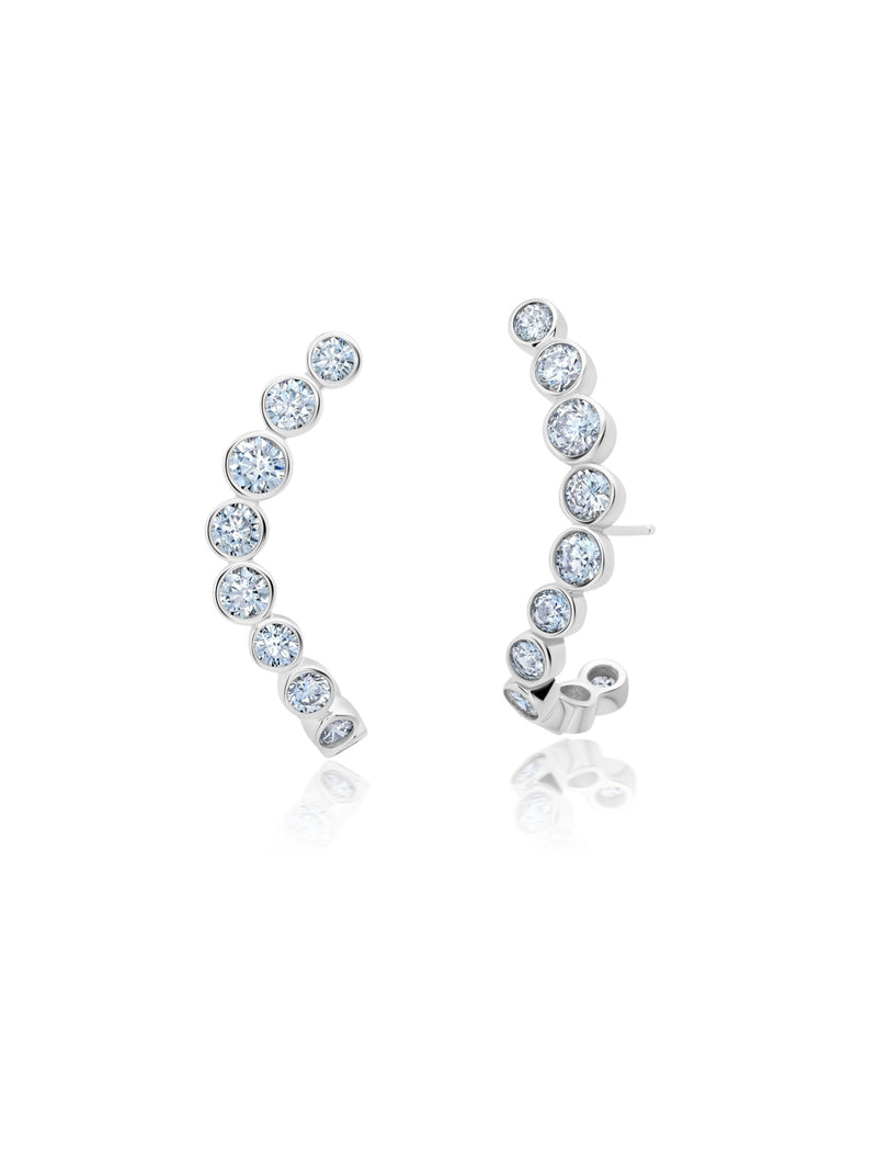 Graduated Bezel Set Climbing Earrings - CRISLU