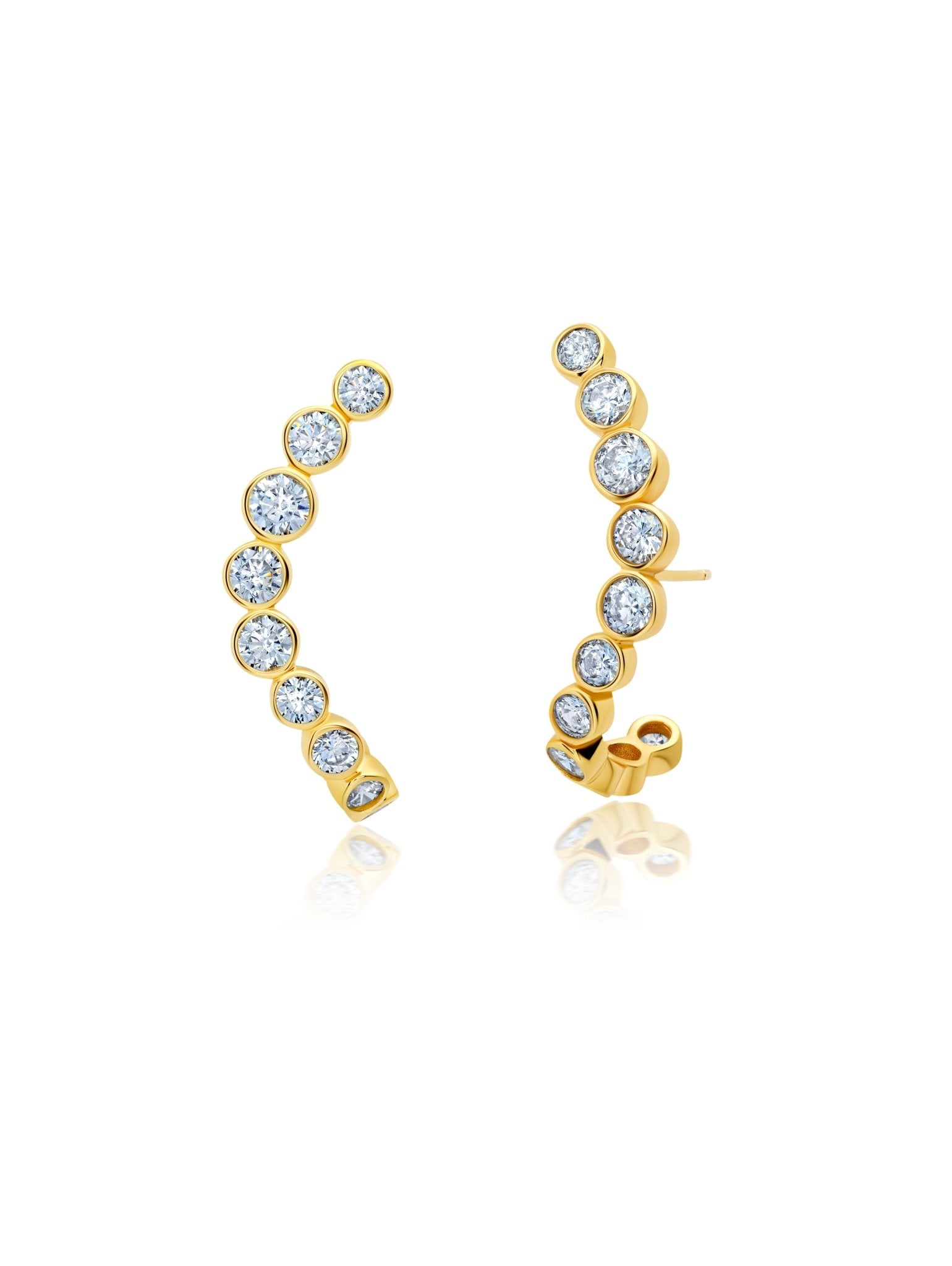 Graduated Bezel Set Climbing Earrings - CRISLU