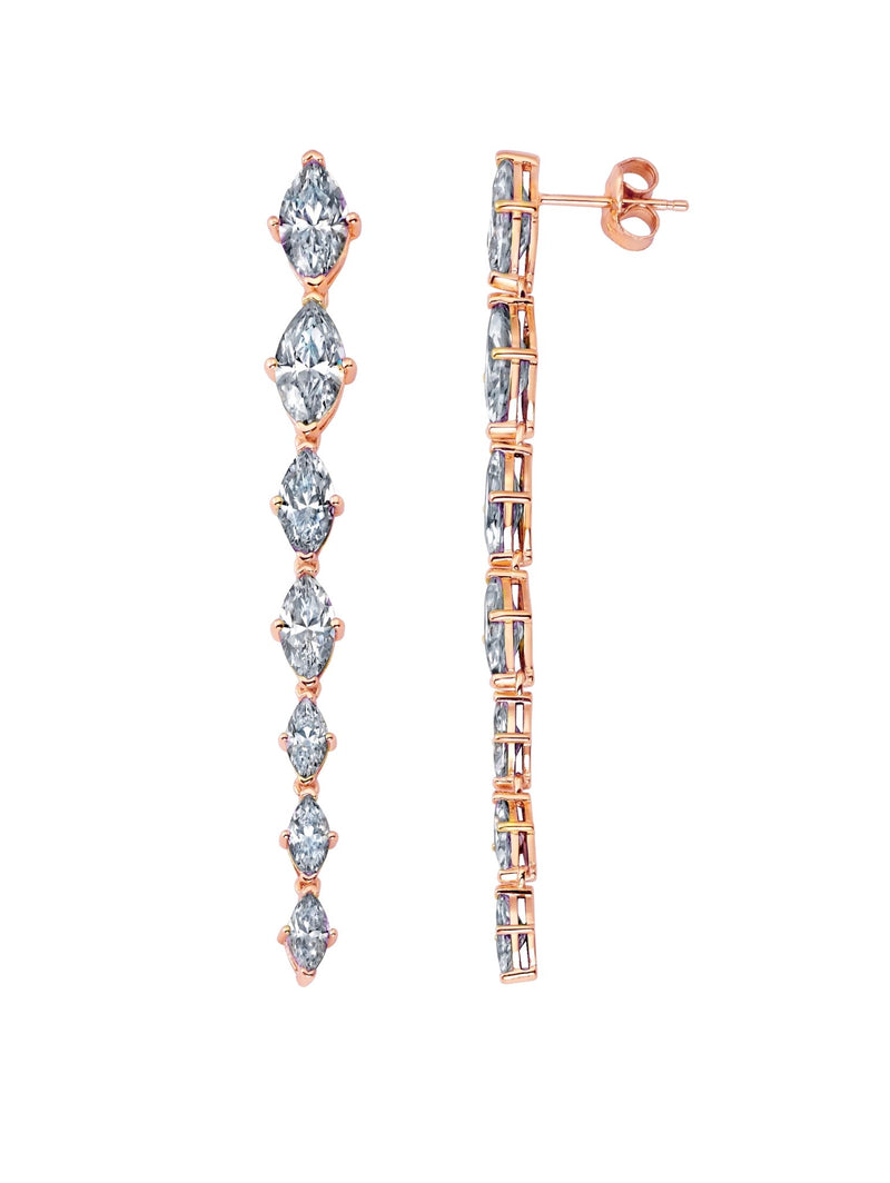 Graduated Marquis Linear Earrings Finished in 18kt Rose Gold - CRISLU