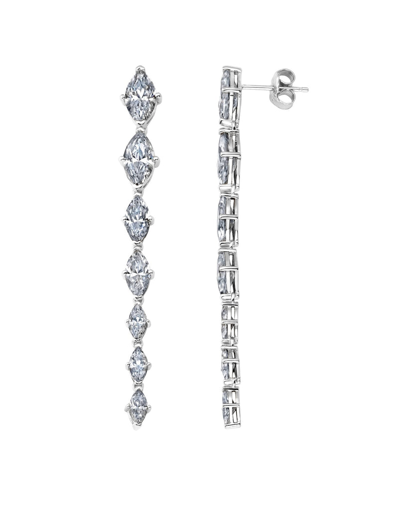 Graduated Marquis Linear Earrings Finished in Pure Platinum - CRISLU
