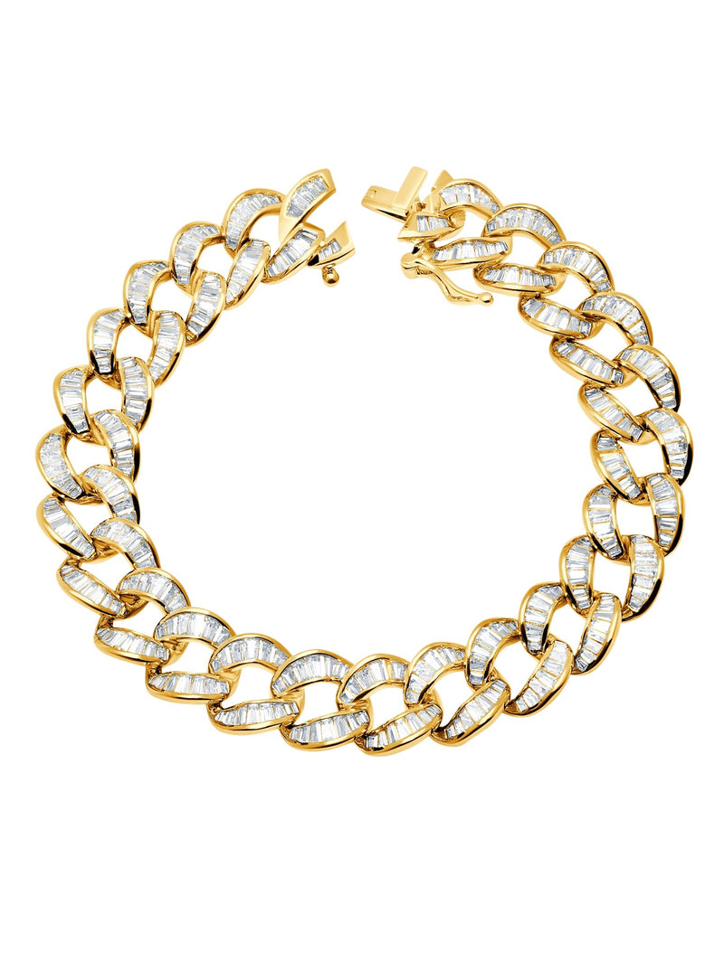 Ice'd Bold Chain Bracelet Finished in 18kt Yellow Gold - CRISLU