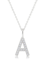 Initial Pendent Necklace Charm Letter A Finished in Pure Platinum - CRISLU