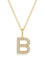 Initial Pendent Necklace Charm Letter B Finished in 18kt Yellow Gold - CRISLU