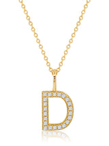 Initial Pendent Necklace Charm Letter D Finished in 18kt Yellow Gold - CRISLU