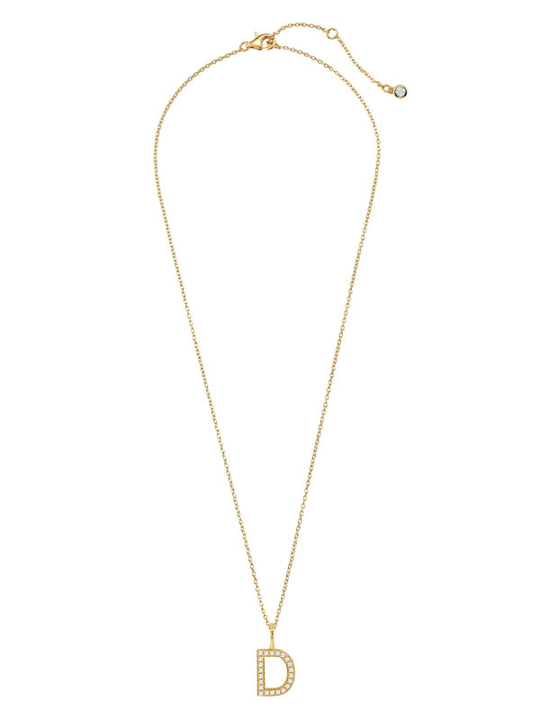 Initial Pendent Necklace Charm Letter D Finished in 18kt Yellow Gold - CRISLU