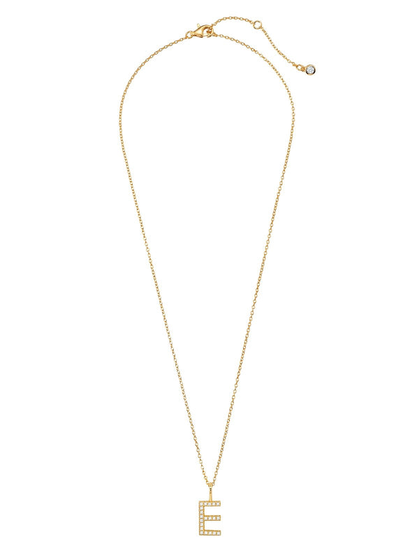 Initial Pendent Necklace Charm Letter E Finished in 18kt Yellow Gold - CRISLU