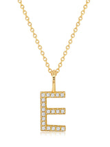 Initial Pendent Necklace Charm Letter E Finished in 18kt Yellow Gold - CRISLU