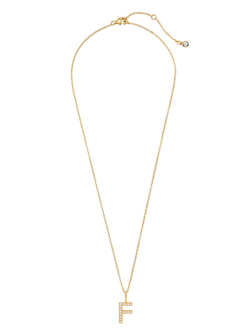 Initial Pendent Necklace Charm Letter F Finished in 18kt Yellow Gold - CRISLU