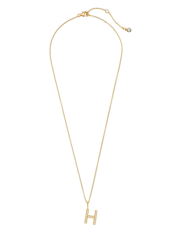 Initial Pendent Necklace Charm Letter H Finished in 18kt Yellow Gold - CRISLU