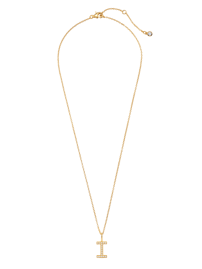 Initial Pendent Necklace Charm Letter I Finished in 18kt Yellow Gold - CRISLU