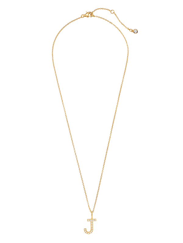 Initial Pendent Necklace Charm Letter J Finished in 18kt Yellow Gold - CRISLU