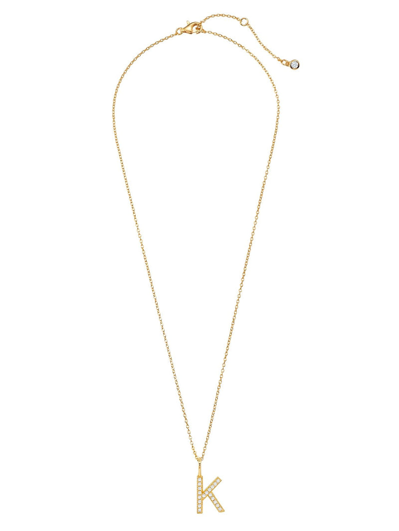 Initial Pendent Necklace Charm Letter K Finished in 18kt Yellow Gold - CRISLU