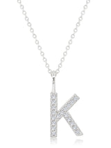 Initial Pendent Necklace Charm Letter K Finished in Pure Platinum - CRISLU