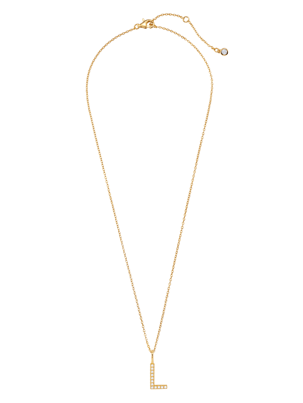 Initial Pendent Necklace Charm Letter L Finished in 18kt Yellow Gold - CRISLU