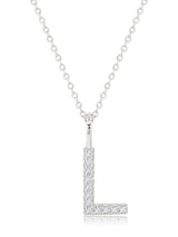Initial Pendent Necklace Charm Letter L Finished in Pure Platinum - CRISLU