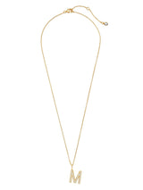 Initial Pendent Necklace Charm Letter M Finished in 18kt Yellow Gold - CRISLU