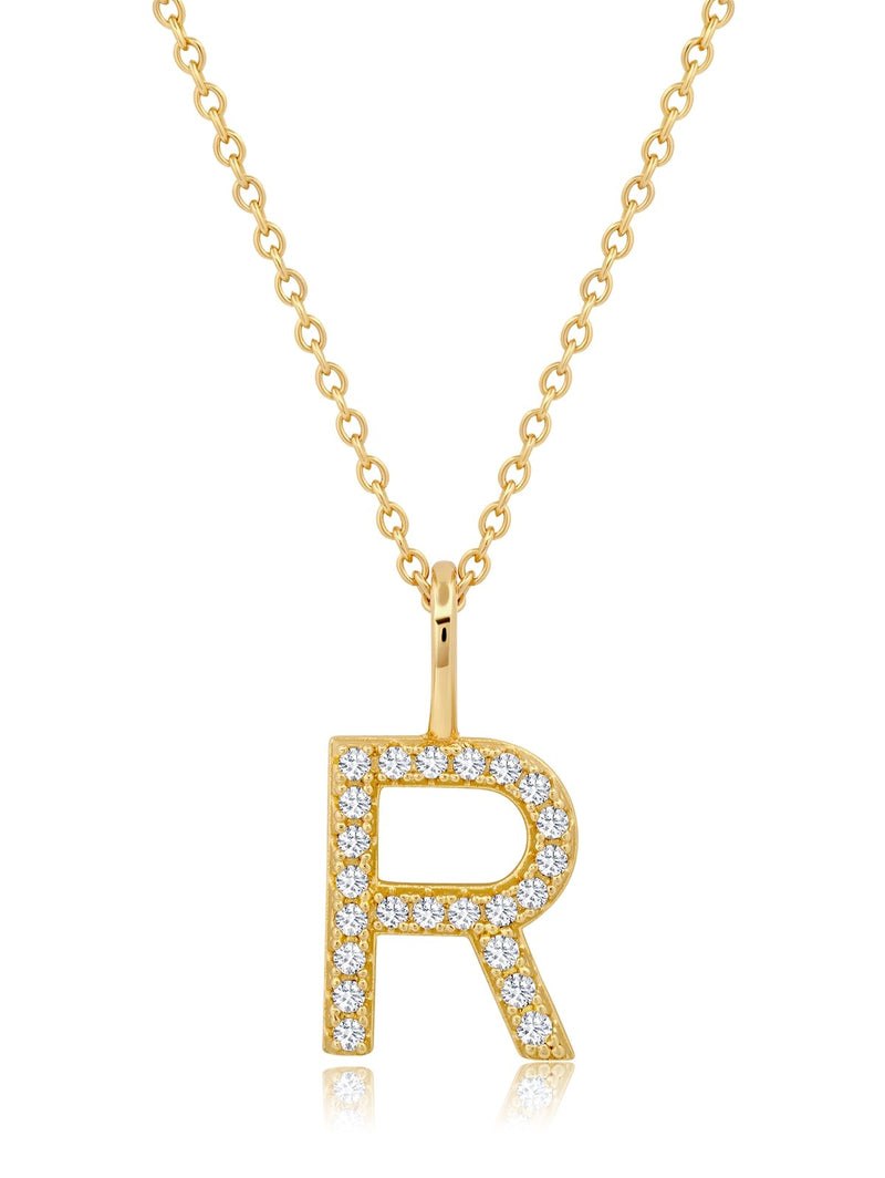 Jewelry Collection Floating Letter R Initial & Heart Mini Pendant Necklace,  Gold - Walmart.com