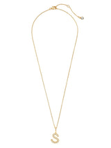 Initial Pendent Necklace Charm Letter S Finished in 18kt Yellow Gold - CRISLU