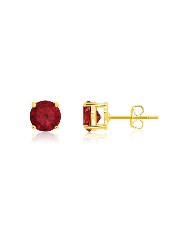 January Birthstone Stud Earrings in 18kt Yellow Gold Finish - CRISLU