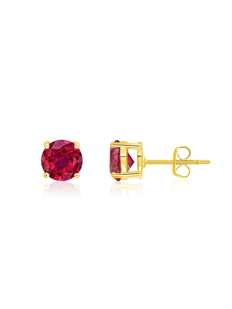 July Birthstone Stud Earrings in 18kt Yellow Gold Finish - CRISLU