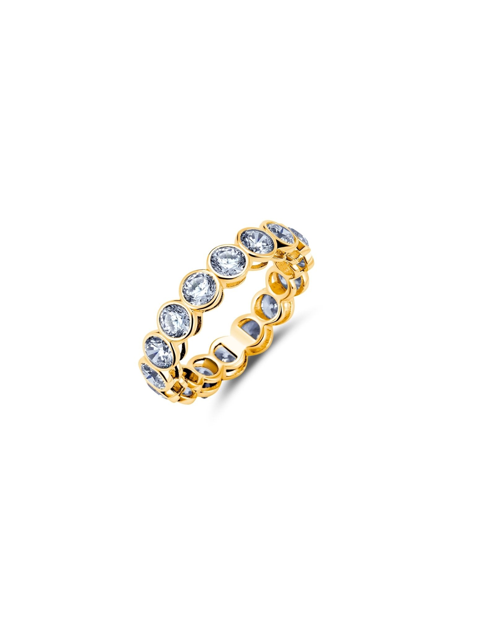 Large Bezel Eternity Band Finished in 18kt Yellow Gold - CRISLU