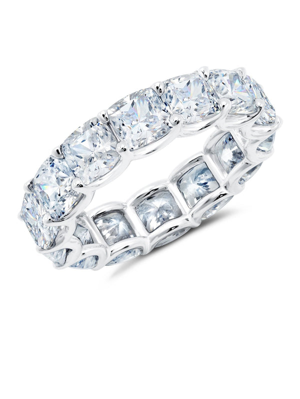 Large Cushion Cut Eternity Band Finished in Pure Platinum - CRISLU