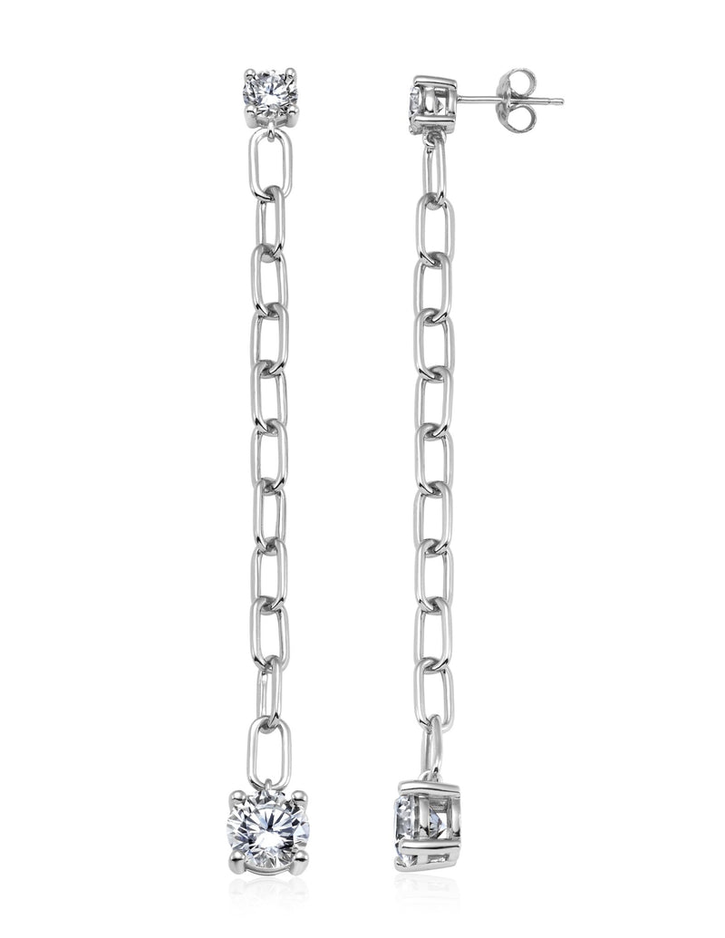 Large Link Prong Drop Earrings Finished in Pure Platinum - CRISLU