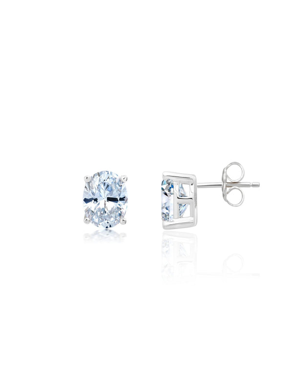 Large Oval Cut Solitaire Post Earrings - CRISLU