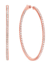Large Pave Hoop Earrings Finished in 18kt Rose Gold - CRISLU