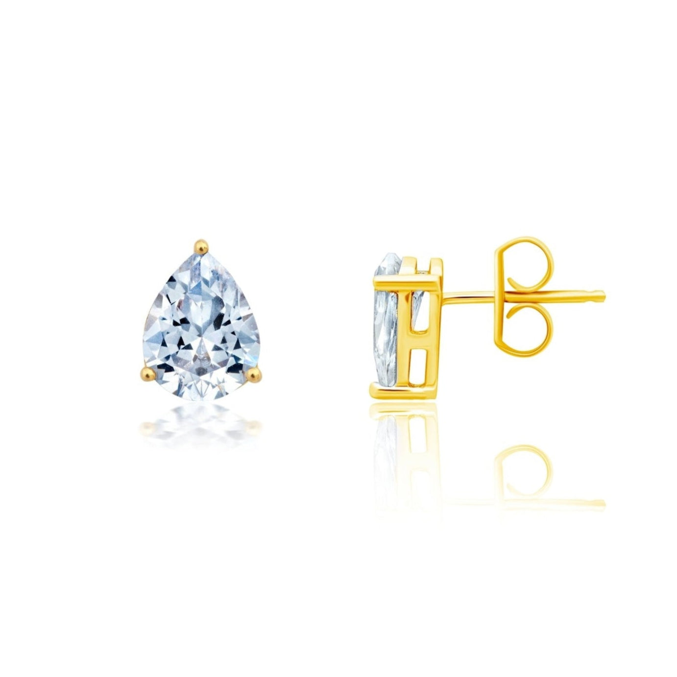 Large Pear Cut Solitaire Post Earrings - CRISLU
