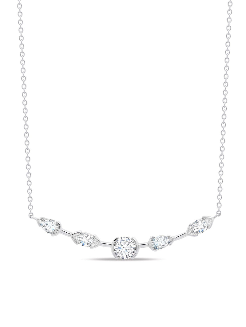 Lavish Split Bezel CZ Necklace Finished in Pure Platinum - CRISLU