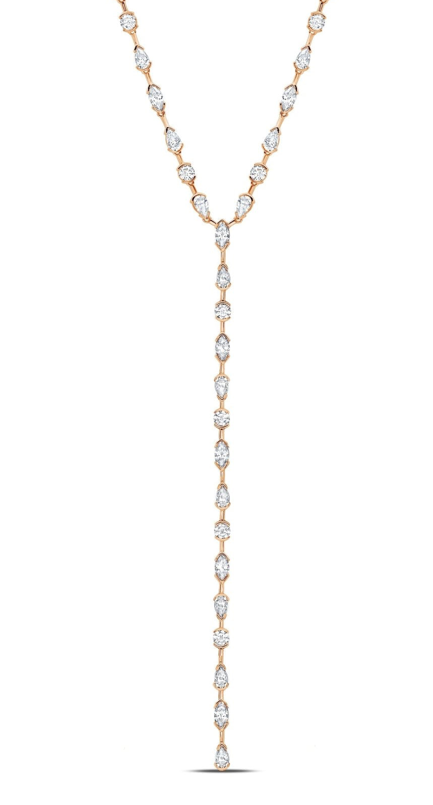 Lavish Y-Shaped CZ Necklace Finished in 18kt Rose Gold - CRISLU