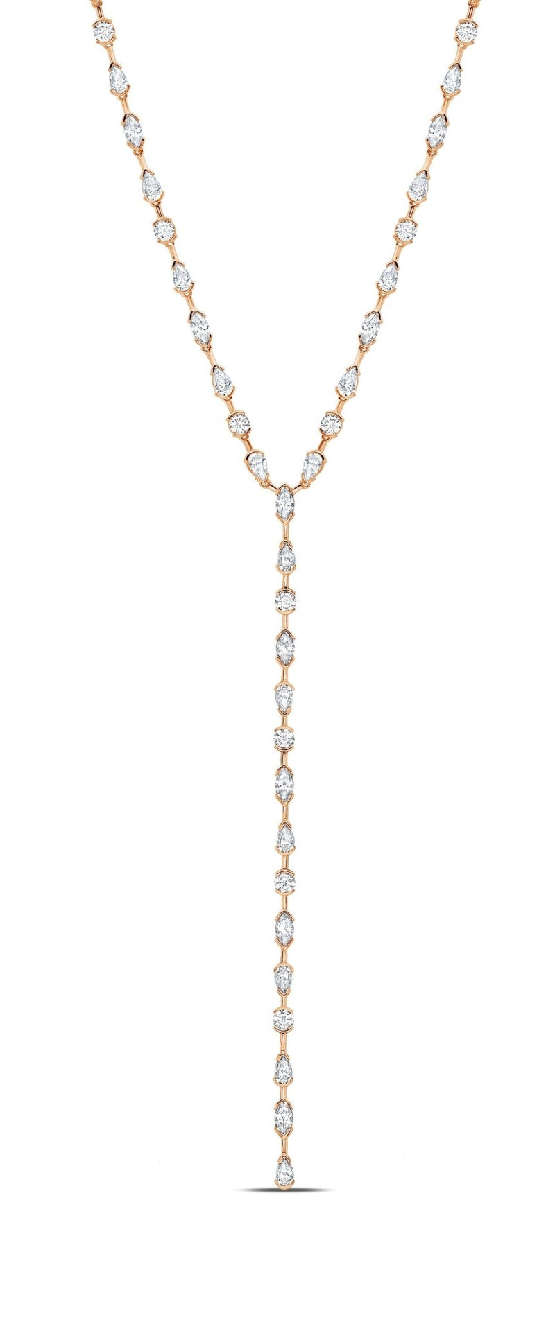 Lavish Y-Shaped CZ Necklace Finished in 18kt Rose Gold - CRISLU